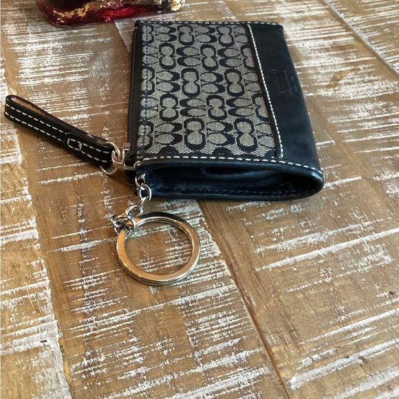 COACH, Black Mini C monogram canvas and leather credit card holder and key chain - Picture 3 of 8